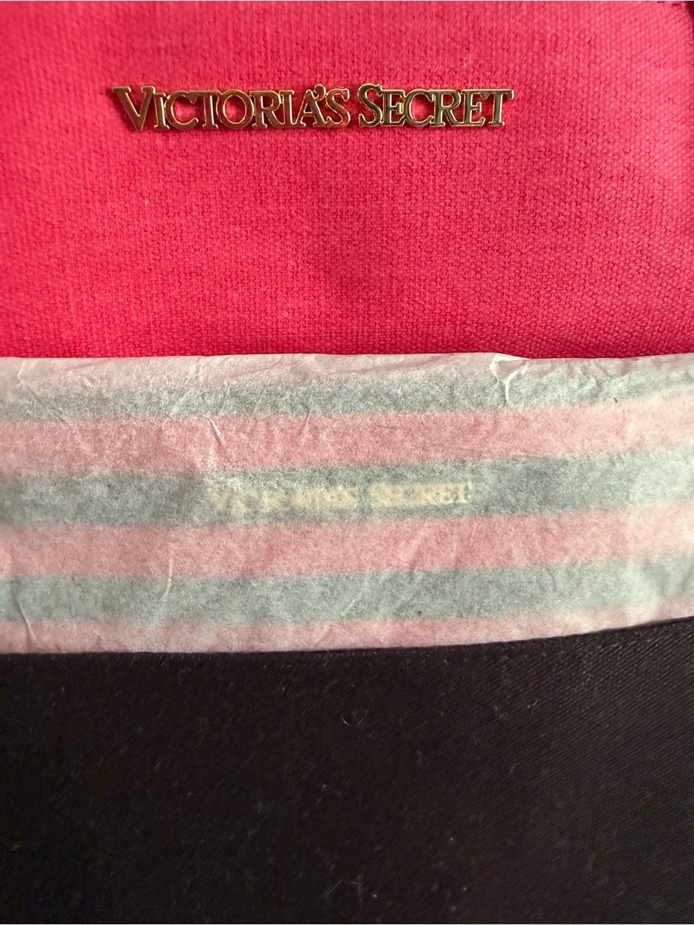 Victoria's Secret Hot Pink and Black Tote with Striped Accent